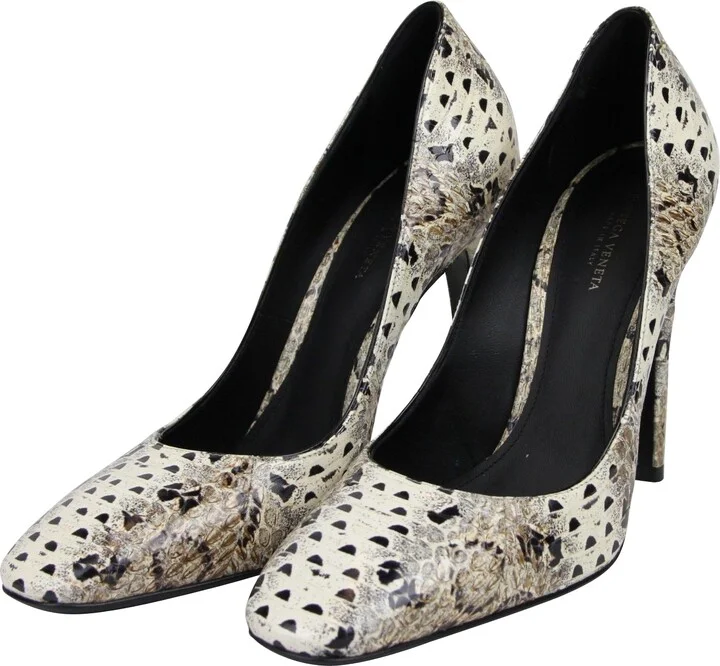 Women's Pearl / Black Leather Elaphe Circle Stiletto Heels (36 EU / 6 US) - Image 2