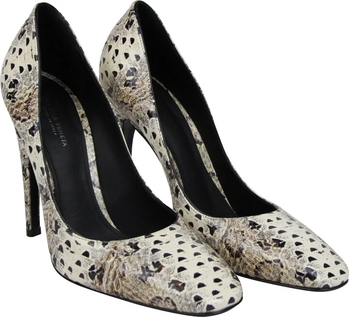 Women's Pearl / Black Leather Elaphe Circle Stiletto Heels (36 EU / 6 US) - Image 4