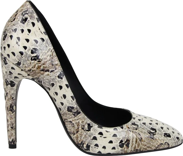 Women's Pearl / Black Leather Elaphe Circle Stiletto Heels (36 EU / 6 US) - Image 6