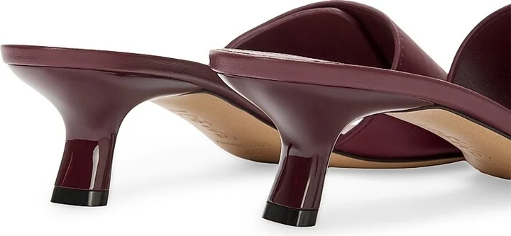 Women's Pebble 45MM Leather Slides - Burgundy - Size 6 Sandals - Image 4