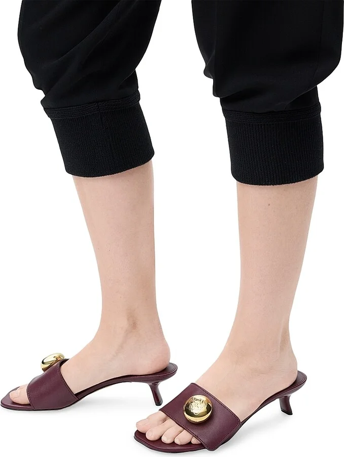Women's Pebble 45MM Leather Slides - Burgundy - Size 6 Sandals - Image 5