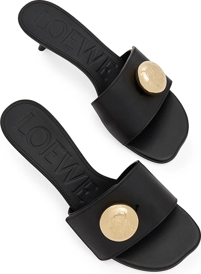 Women's Pebble 45MM Leather Slides - Burgundy - Size 6 Sandals - Image 7