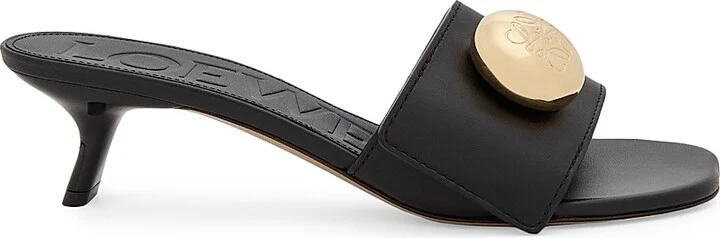 Women's Pebble 45MM Leather Slides - Burgundy - Size 6 Sandals - Image 10