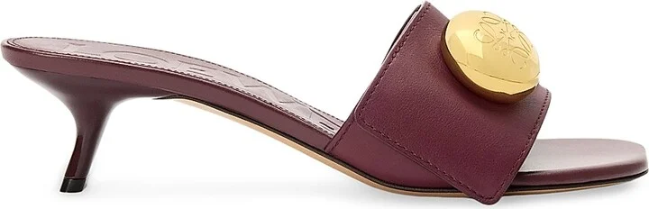 Women's Pebble 45MM Leather Slides - Burgundy - Size 6 Sandals