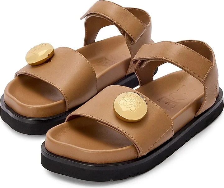 Women's Pebble Fussbett Leather Sandals - Oak - Size 6 - Image 2