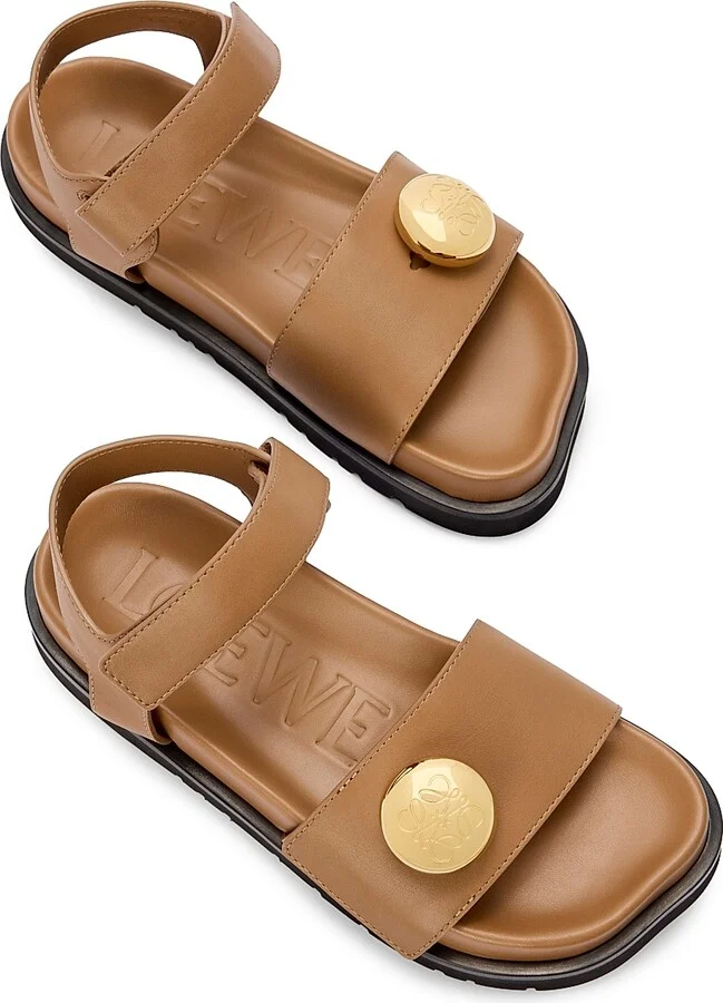 Women's Pebble Fussbett Leather Sandals - Oak - Size 6 - Image 3