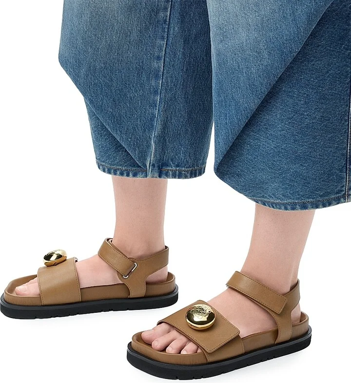 Women's Pebble Fussbett Leather Sandals - Oak - Size 6 - Image 5