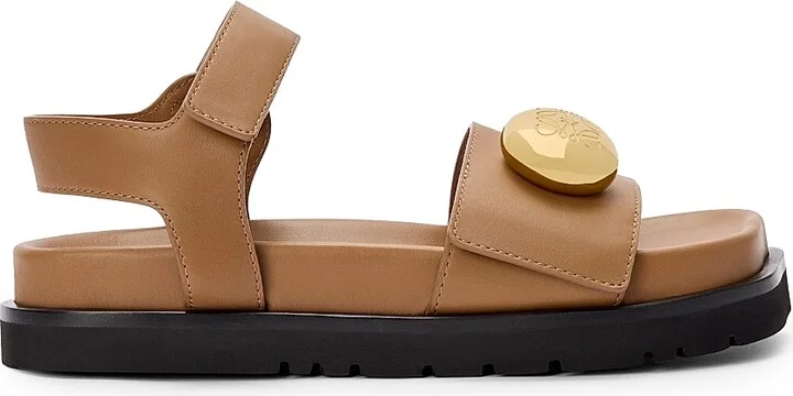 Women's Pebble Fussbett Leather Sandals - Oak - Size 6
