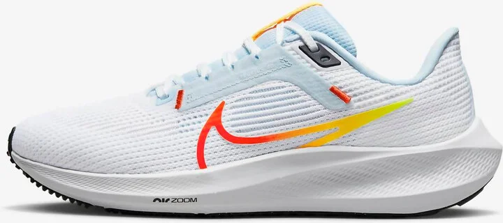 Women's Pegasus 40 Road Running Shoes In White/blue Tint/laser Orange/picante Red