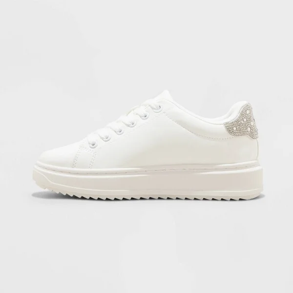 Women's Peggy Rhinestone Fashion Sneakers - A New Day™ Silver - Image 2