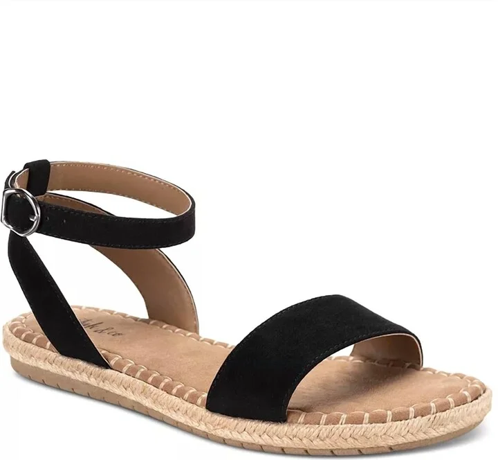 Women's Peggyy Ankle Strap Espadrille Flat Sandals In Black