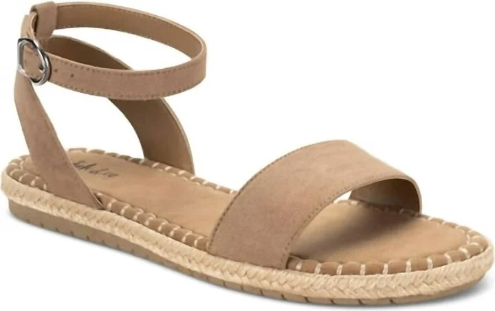 Women's Peggyy Ankle Strap Espadrille Flat Sandals In Taupe
