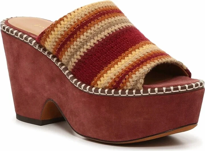 Women's Pendant Platform Sandal In Maroon/beige/rust Stripe