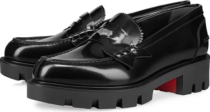 Women's Penny Lug Calf Leather Loafers - Black - Size 5 - Image 2