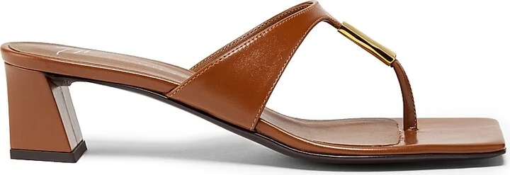 Women's Pepita Leather Block-Heel Sandals - Castagna - Size 8.5