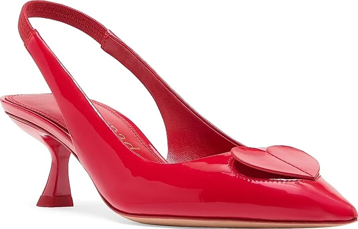 Women's Perfect Pair Heart 50MM Leather Slingback Pumps - Cherry Rouge - Size 6 - Image 2