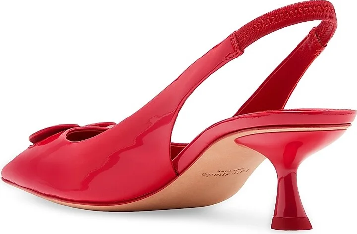 Women's Perfect Pair Heart 50MM Leather Slingback Pumps - Cherry Rouge - Size 6 - Image 3