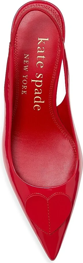 Women's Perfect Pair Heart 50MM Leather Slingback Pumps - Cherry Rouge - Size 6 - Image 4