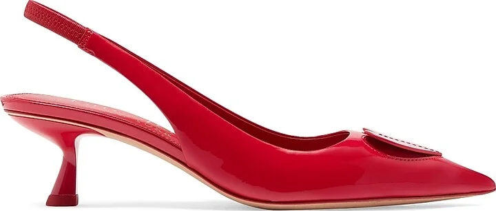 Women's Perfect Pair Heart 50MM Leather Slingback Pumps - Cherry Rouge - Size 6