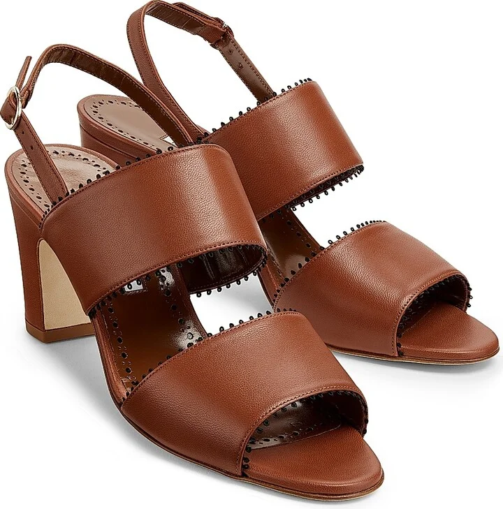 Women's Persio 70MM Leather Sandals - Medium Brown - Size 7 - Image 2