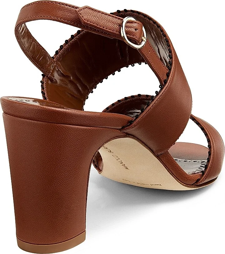 Women's Persio 70MM Leather Sandals - Medium Brown - Size 7 - Image 3