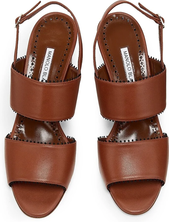 Women's Persio 70MM Leather Sandals - Medium Brown - Size 7 - Image 4