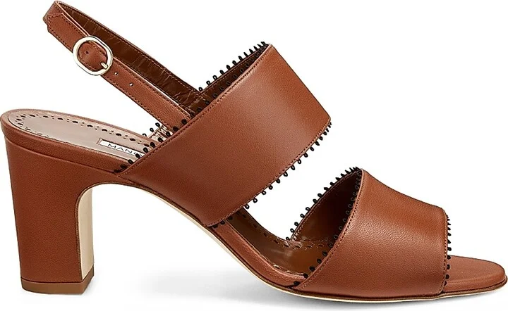 Women's Persio 70MM Leather Sandals - Medium Brown - Size 7