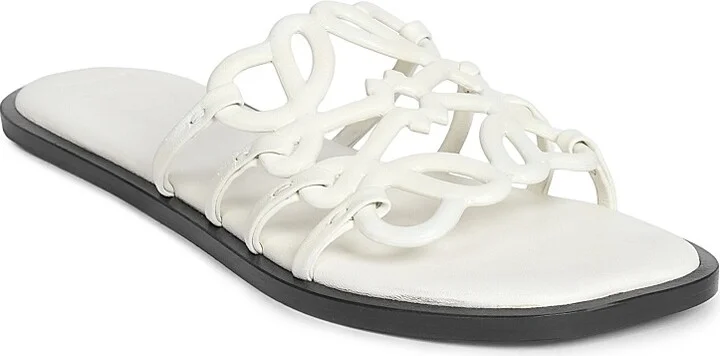 Women's Petal Anagram Leather Slides - Anthurium White - Size 6 Sandals - Image 2
