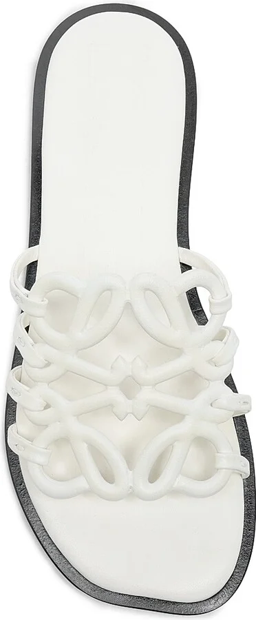 Women's Petal Anagram Leather Slides - Anthurium White - Size 6 Sandals - Image 4