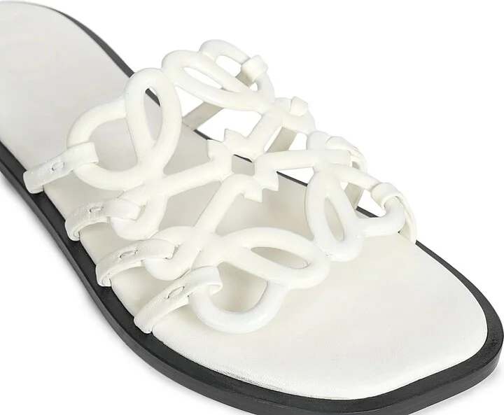Women's Petal Anagram Leather Slides - Anthurium White - Size 6 Sandals - Image 5