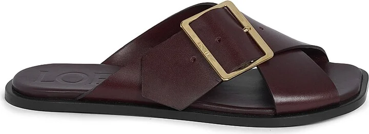 Women's Petal Belt Leather Sandals - Burgundy - Size 5