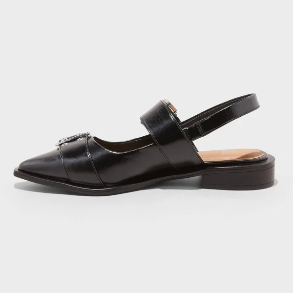 Women's Peyton Double Buckle Slingback Flats with Memory Foam Insole - Wild Fable™ : Medium Width, Block Heel, Closed Toe - Image 2