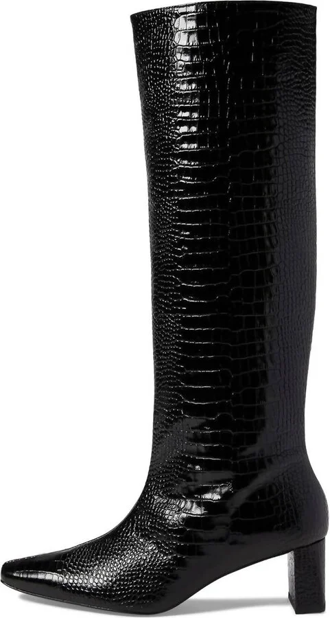 Women's Phoenix Boot In Black Embossed Croc