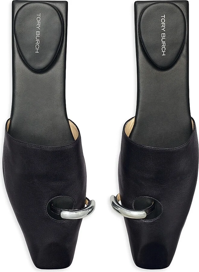 Women's Pierced Leather Mules - Perfectblack - Size 10 - Image 3