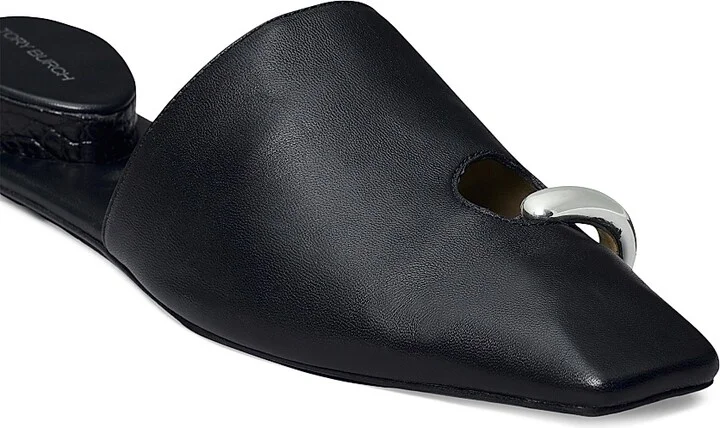 Women's Pierced Leather Mules - Perfectblack - Size 10 - Image 4