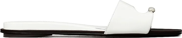 Women's Pierced Leather Slide Sandals - Bianco Silver - Size 7