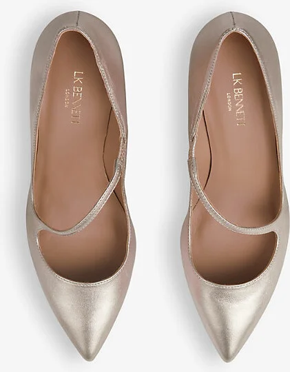 Womens Pin-Metallic Pink Simone Asymmetric Heeled Leather Court Shoes Eur 41 / 8 Uk Women - Image 2