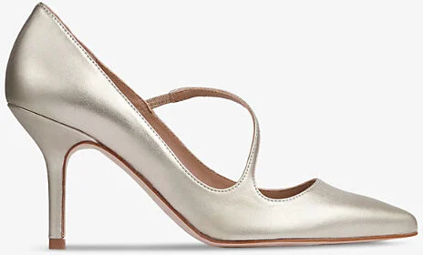 Womens Pin-Metallic Pink Simone Asymmetric Heeled Leather Court Shoes Eur 41 / 8 Uk Women