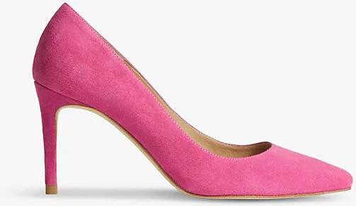 Womens Pin-Pink Floret Pointed-Toe Suede-Leather Courts Eur 41 / 8 Uk Women