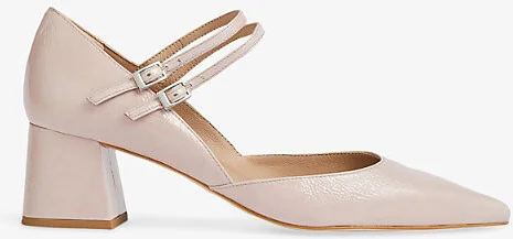 Womens Pin-Pink Savannah Double-Strap Patent-Leather Court Shoes Eur 39 / 6 Uk Women