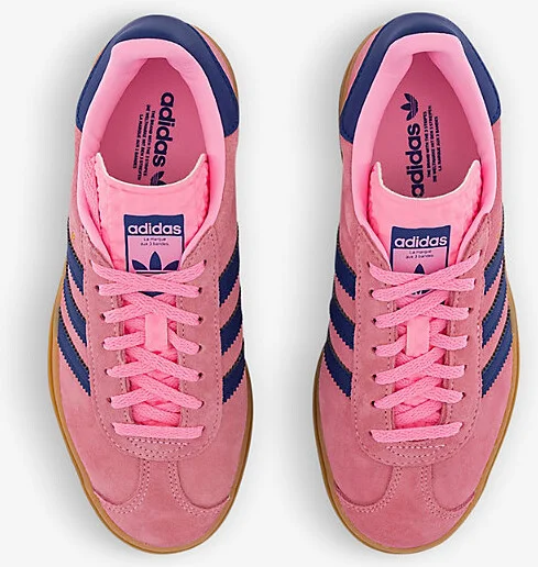 Womens Pink Blue Gum Gazelle Bold Brand-Stripe Suede Low-Top Trainers Eur 36.5 / 3.5 Uk Women - Image 2