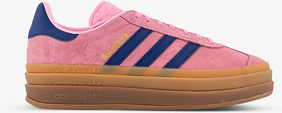 Womens Pink Blue Gum Gazelle Bold Brand-Stripe Suede Low-Top Trainers Eur 36.5 / 3.5 Uk Women