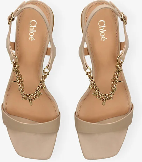 Womens Pink Chloé Charms Heeled Leather Sandals Eur 39 / 6 Uk Women - Image 2