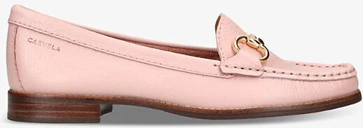 Womens Pink Click Horsebit-Chain Leather Loafers Eur 36 / 3 Uk Women
