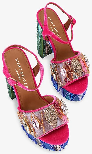 Womens Pink Comb Kensington Sequin-Embellished Woven Platform Sandals Eur 40 / 7 Uk Women - Image 2