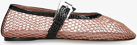 Womens Pink Comb Sveva Buckle Mesh and Leather Ballet Flats Eur 41 / 8 Uk Women