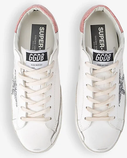 Womens Pink Comb Women's Superstar 11115 Star-Embroidered Leather Low-Top Trainers Eur 41 / 8 Uk Women - Image 2