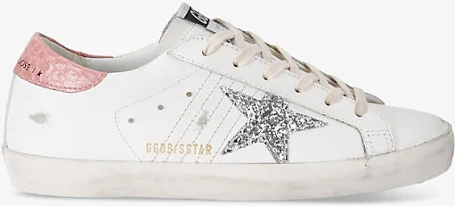 Womens Pink Comb Women's Superstar 11115 Star-Embroidered Leather Low-Top Trainers Eur 41 / 8 Uk Women