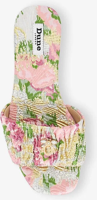 Womens Pink Fabric Nautical Bug-Embellished Jacquard Flat Sandals Eur 41 / 8 Uk Women - Image 2