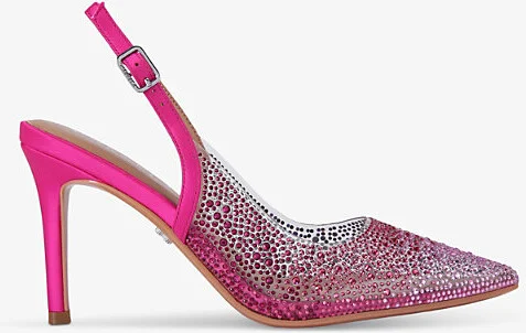 Womens Pink Lovebird Rhinestone-Embellished Satin Slingback Courts Eur 40 / 7 Uk Women
